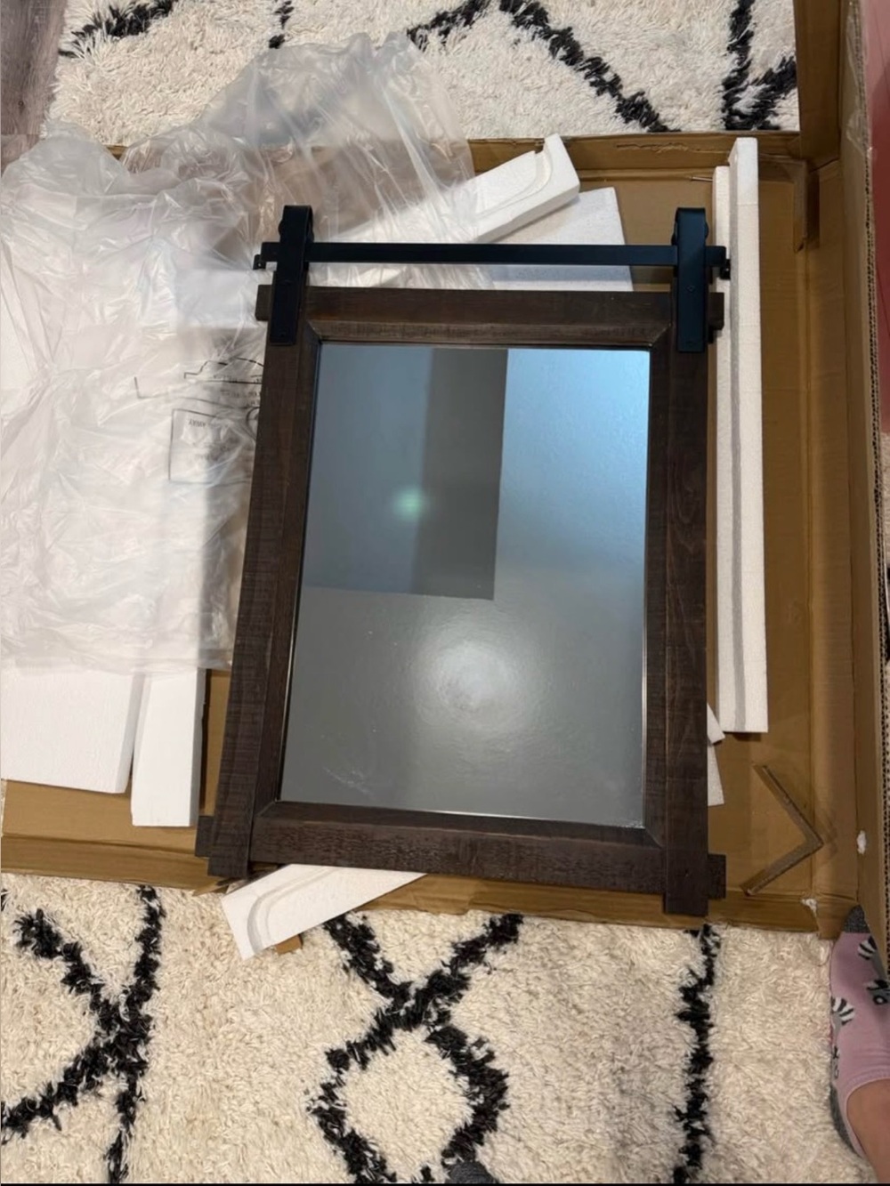 Rustic Farmhouse Barn Door Mirror 22x30 Cedar Wood Frame Bathroom Vanity - Picture 10 of 10